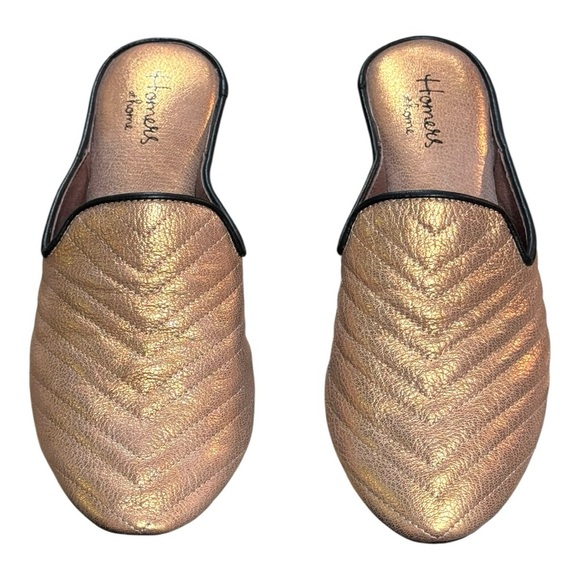 Homers Quilted Artisan Bronze Metallic Leather Mule Slides Quiet Lux | Sz 38 - Picture 2 of 10